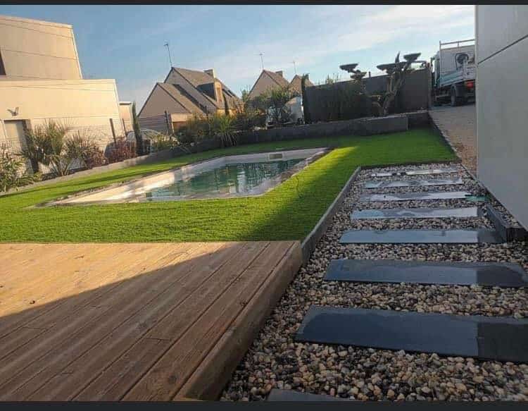 Realisation amenagement autour piscine - Art Terrasses Aménagement à Camors
